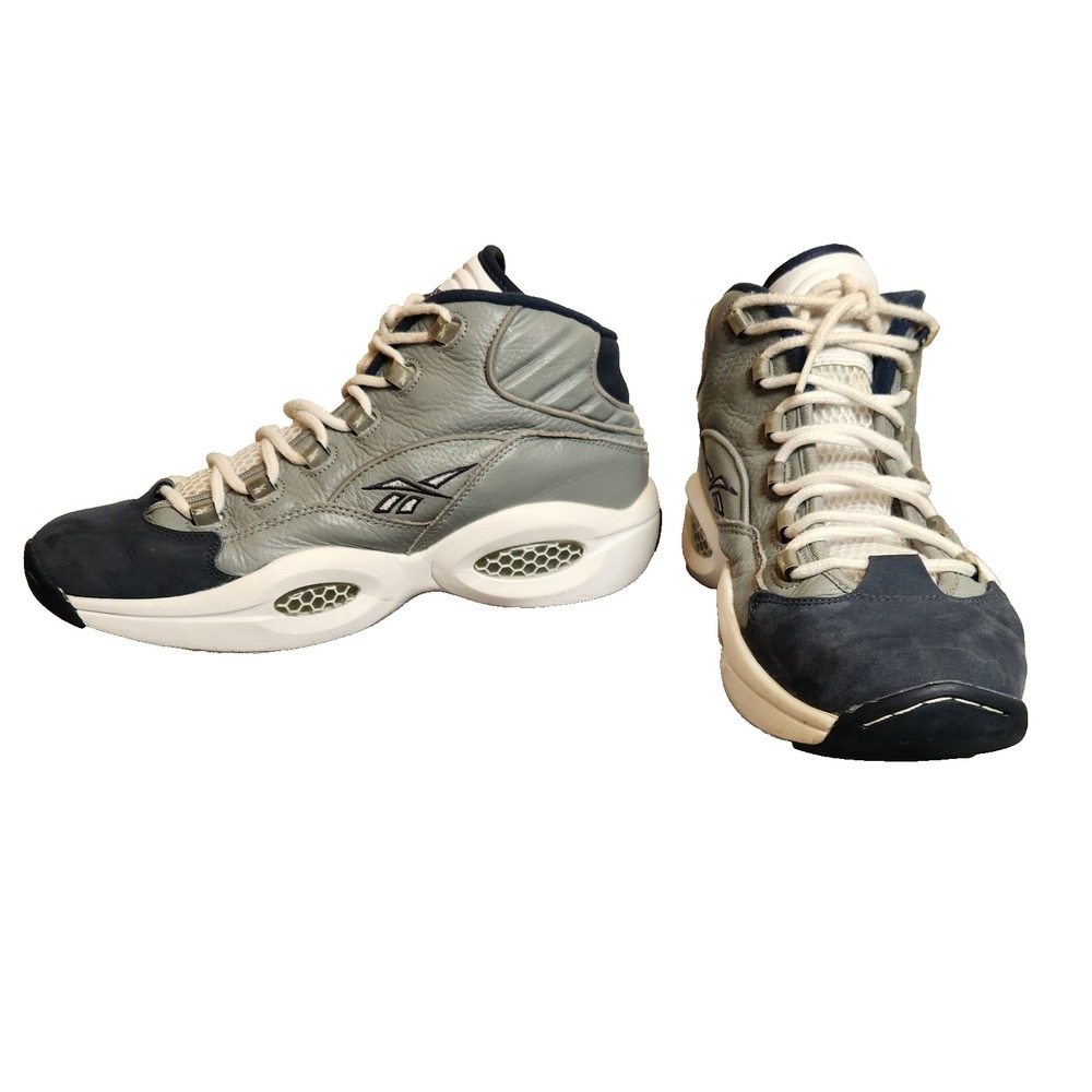 Reebok Question Mid Georgetown Men Size 12 J99179 Grey Navy Basketball Shoes